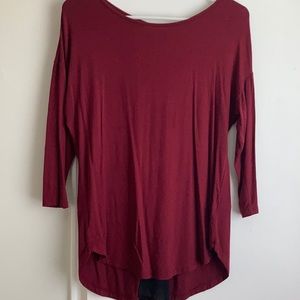 Roz and Ali Dark Red Top with Back Zipper Detail